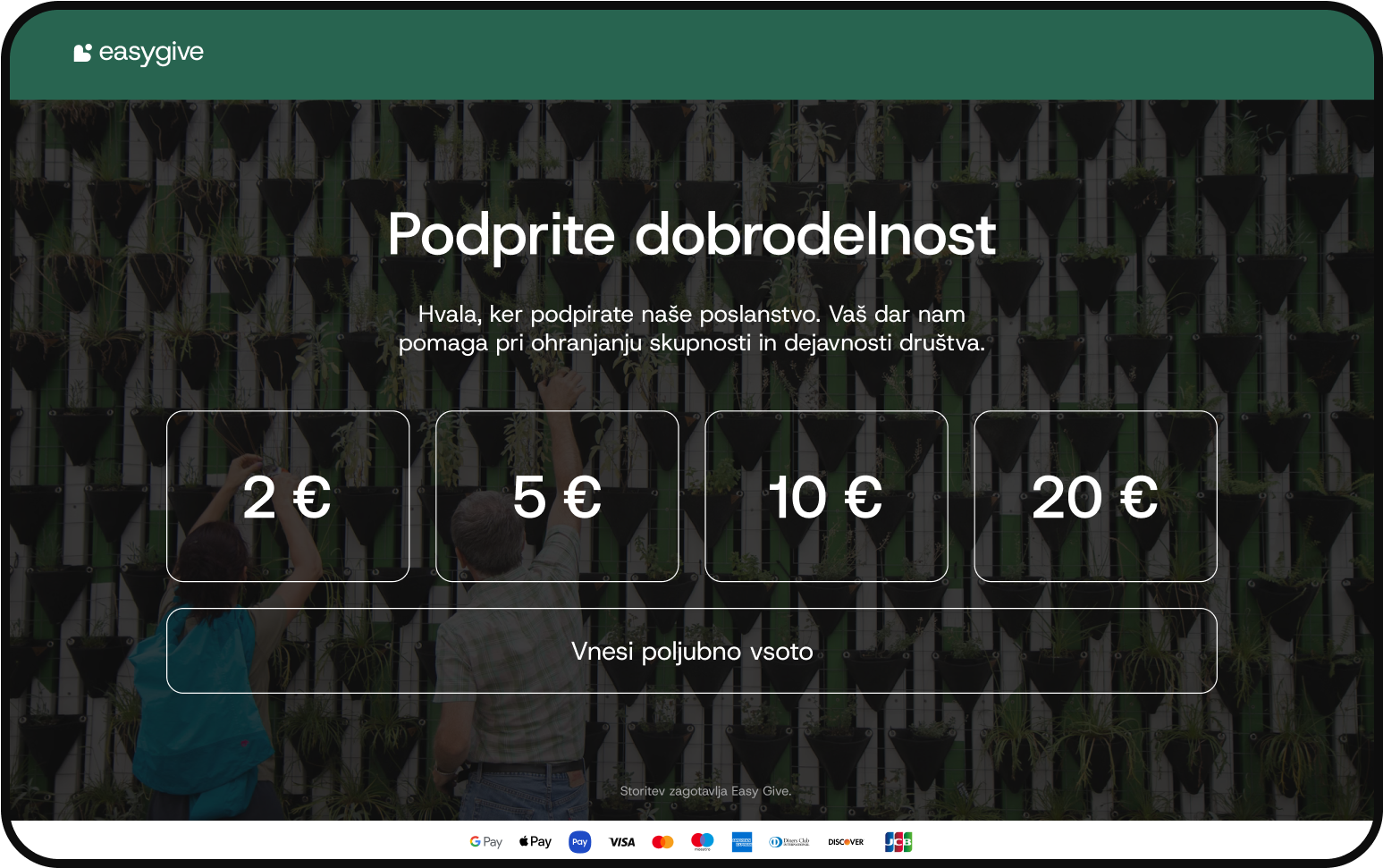 EasyGive donation interface on tablet